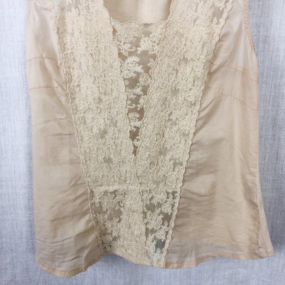Anthropologie Tiny Silk Nude Lace Front Tank Top S - Picture 4 of 8